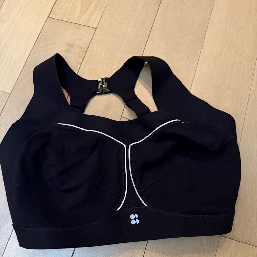 Sweaty Betty Black Sports Bra with White Piping